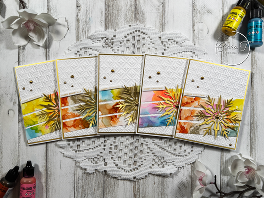 Alcohol Ink Strips & Snowflakes Christmas Card *Bundle*