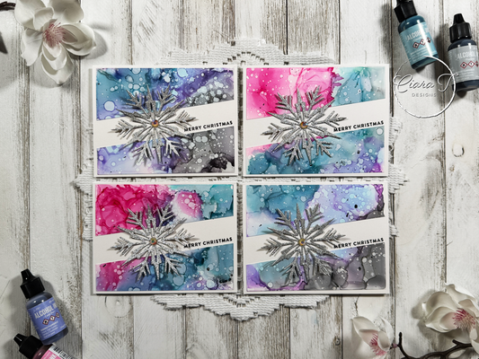 Alcohol Ink & Snowflakes Christmas Card *Bundle*
