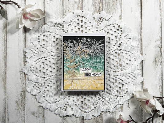 Tri-Colour & Floral Birthday Card
