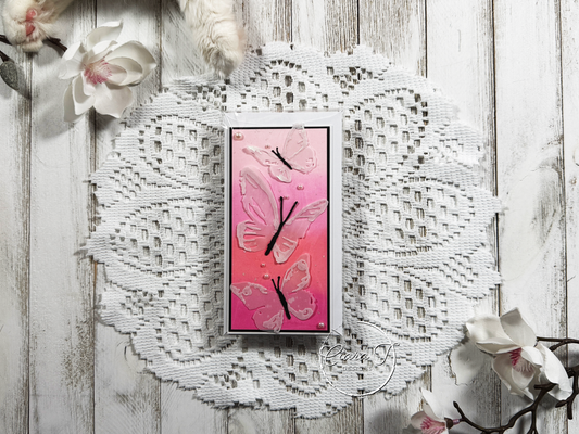 Pink & Butterflies No-Sentiment Mini Slimline Card