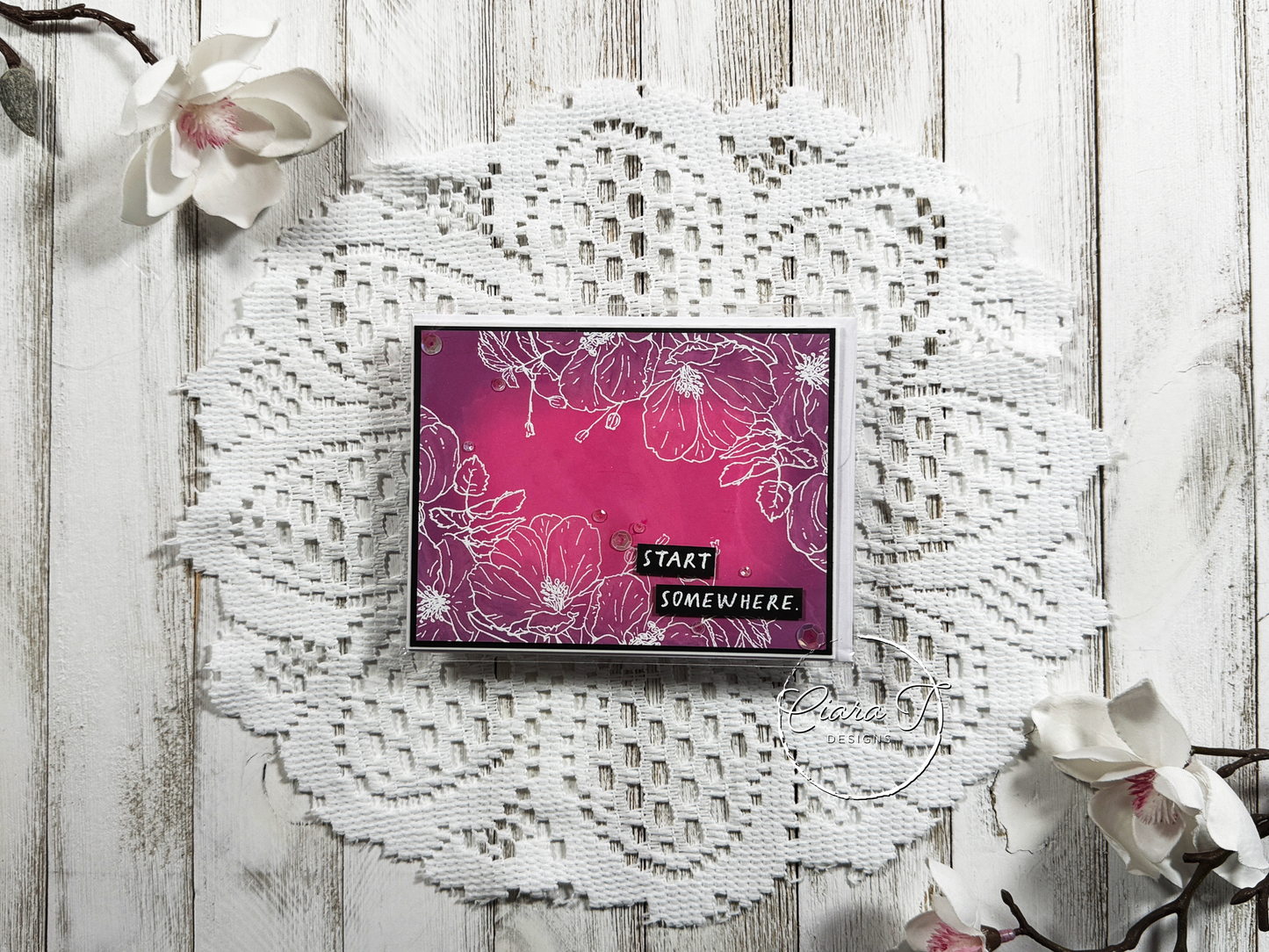 Pink & Purple Ink-Blended Inspirational Card