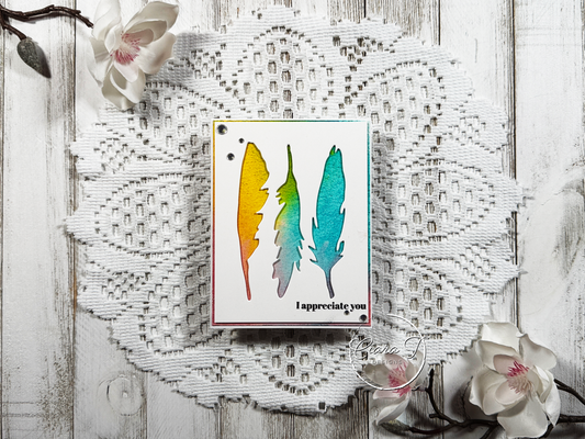 Inky Feather Thank You Card