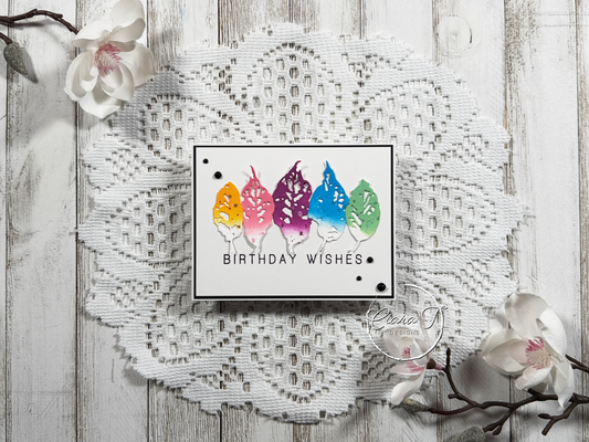 Ink-Blended Leaves Birthday Card