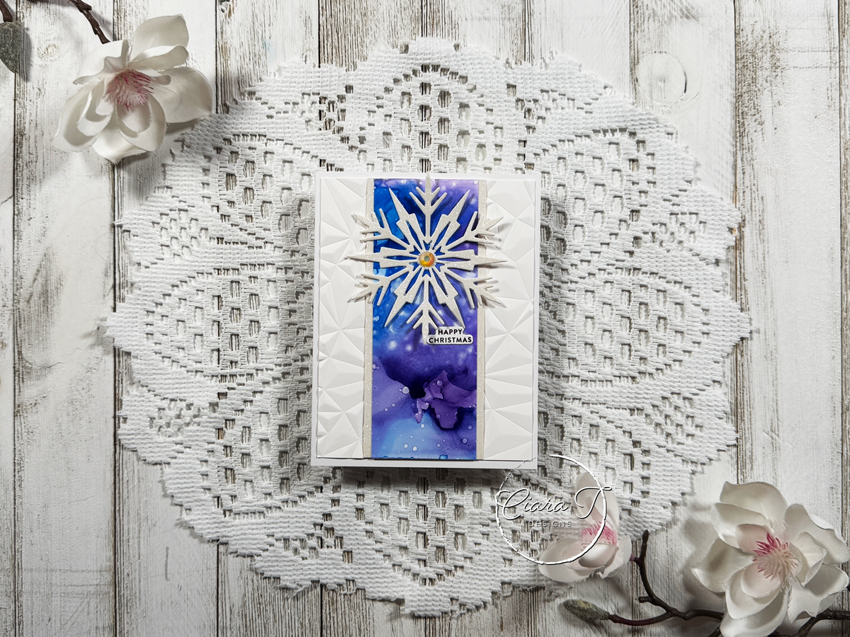Alcohol Ink & Snowflake Christmas Card