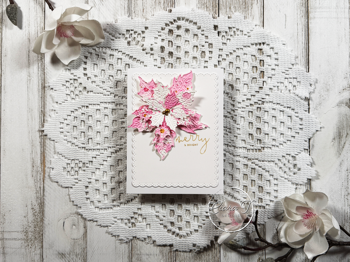 Pink & Gold Poinsettia Christmas Card