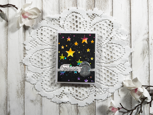 Inky Stars Anniversary Card