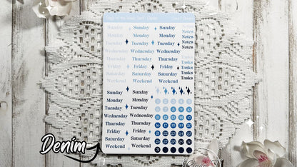 Ombre Candy Coloured Days of the Week Large Serif Sticker Sheet
