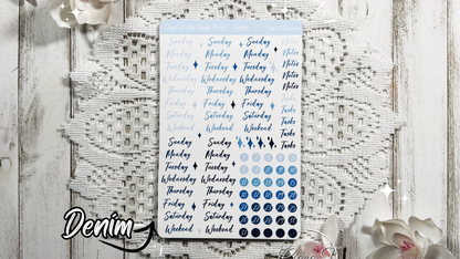 Ombre Candy Coloured Days of the Week Script Large Sticker Sheet