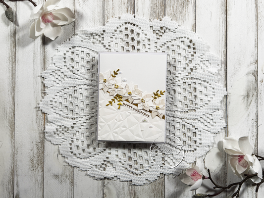 White & Gold Poinsettia Christmas Card