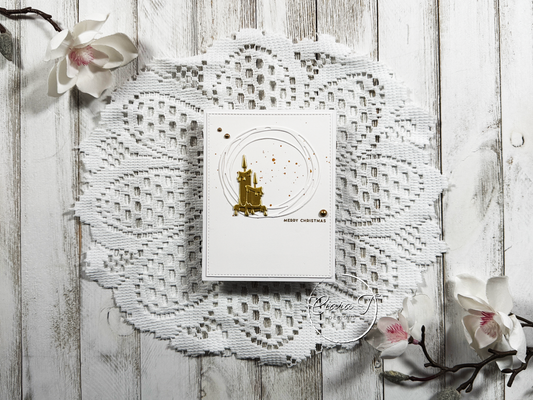 White & Gold Small Candle Christmas Card