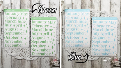 Months of the Year Rainbow Coloured Sticker Sheet