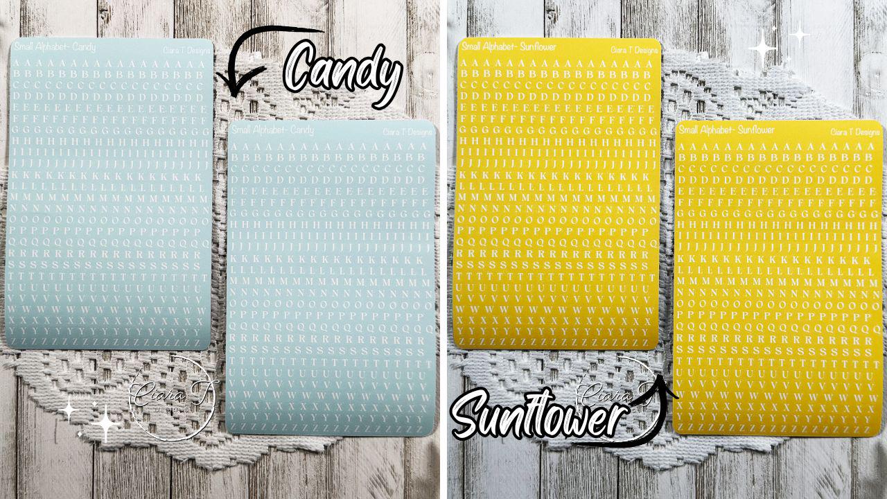 Small Candy Background Serif Alphabet Sticker Sheet
