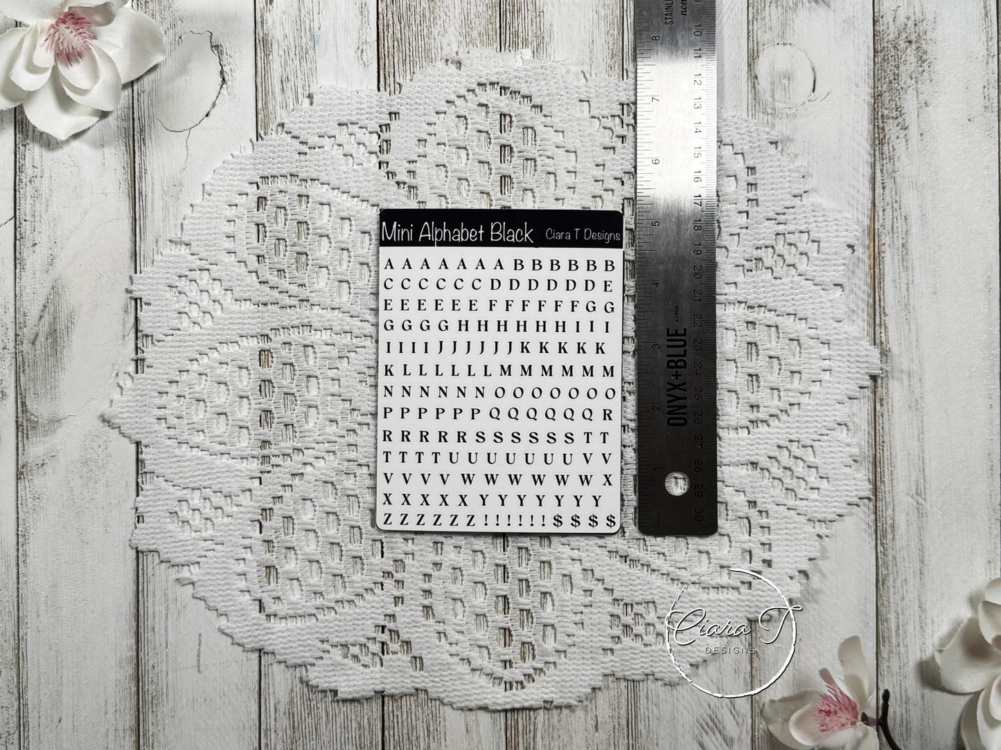 Mini Rainbow Coloured Small Serif Alphabet Sticker Sheet