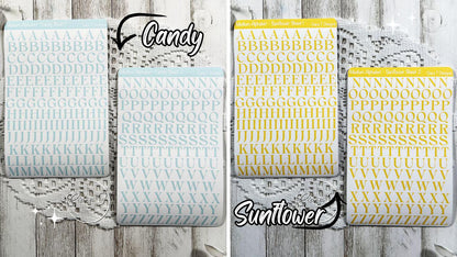 Medium Candy Coloured Serif Alphabet Sticker Sheet