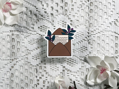 Kraft Floral Envelope Vinyl Sticker