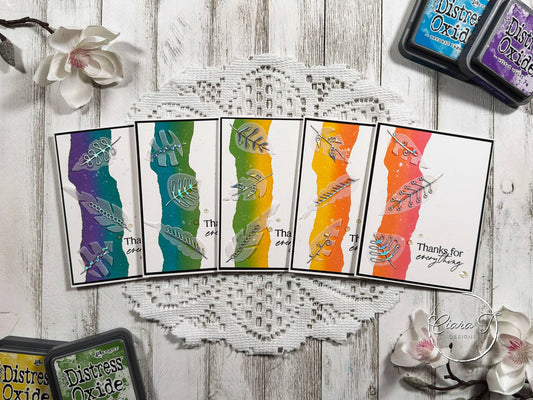 Ink-Blended Strip & Vellum Leaves Thank You Card *Bundle*
