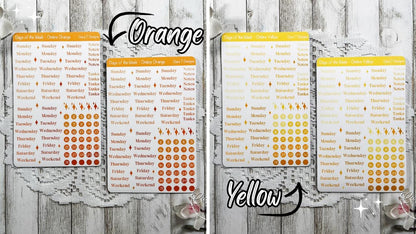 Ombre Rainbow Coloured Days of the Week Serif Sticker Sheet