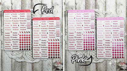 Ombre Rainbow Coloured Days of the Week Serif Sticker Sheet