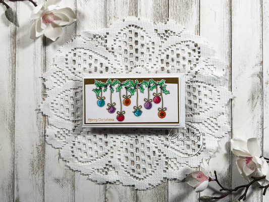 Hanging Baubles Christmas Mini Slimline Card