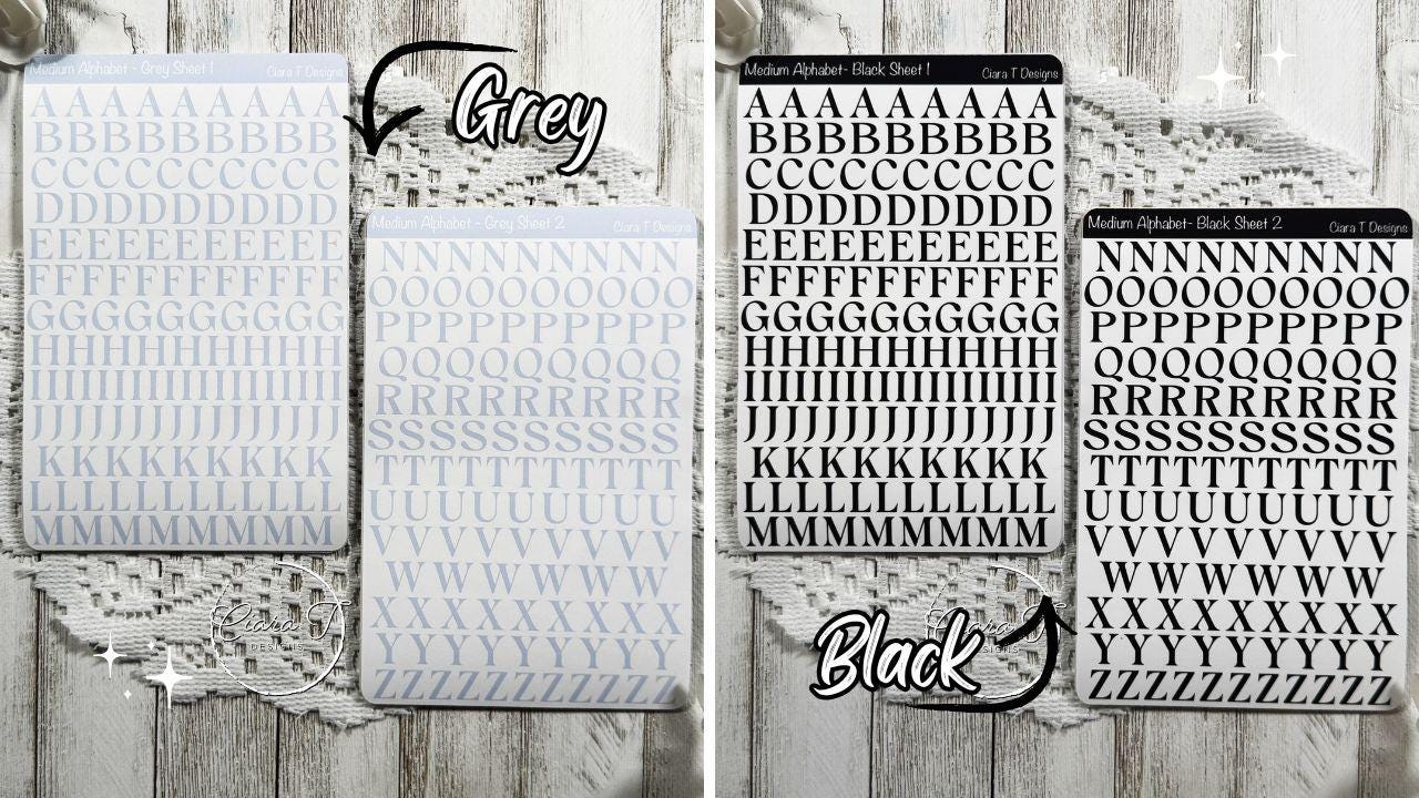 Medium Rainbow Coloured Serif Alphabet Sticker Sheet