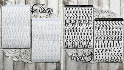 Medium Rainbow Coloured Serif Alphabet Sticker Sheet