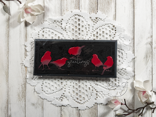 Black & Red Birds Christmas Slimline Card