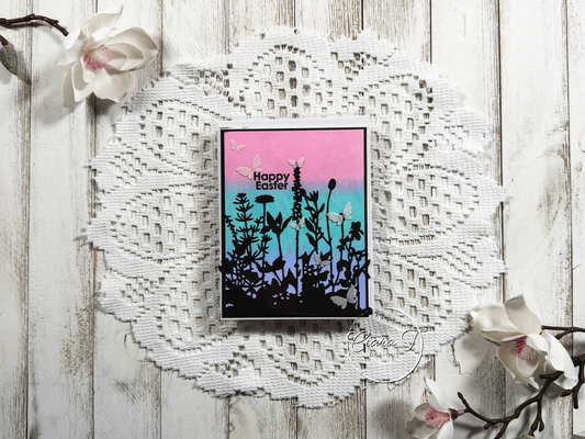 Ink-Blended Silhouette Floral Easter Card
