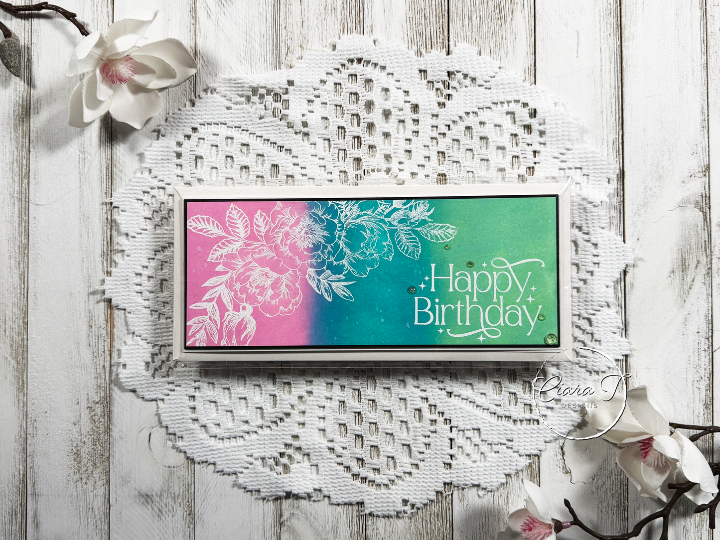 Tri-Coloured Slimline Birthday Card