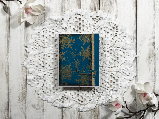 Dark Blue & Gold Snowflake Christmas Card