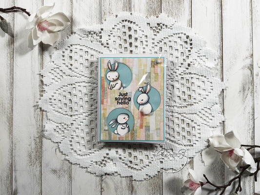 Bunny Trio Saying Hello Card