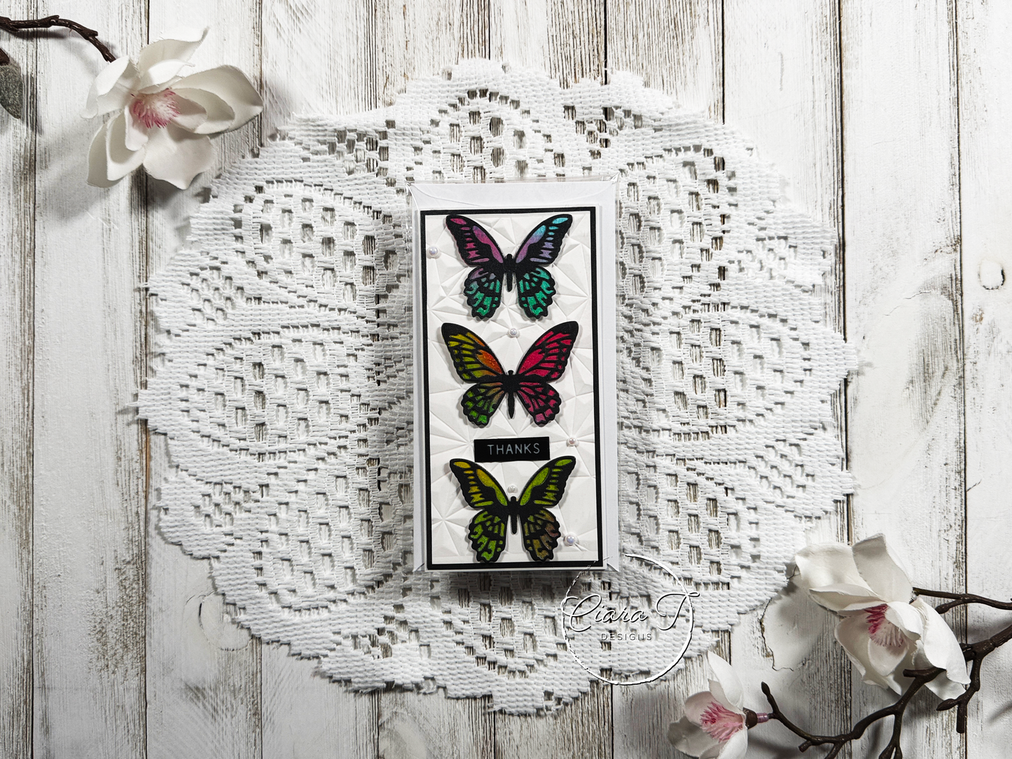 Inky Butterfly Thank You Mini Slimline Card
