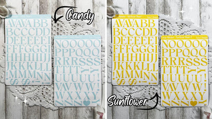 Large Candy Coloured Serif Alphabet Sticker Sheet