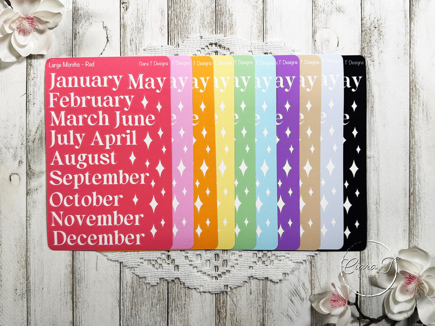 Large Rainbow Background Months of the Year Rainbow Sticker Sheet