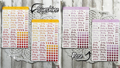 Large Ombre Candy Coloured Days of the Week Script Sticker Sheet