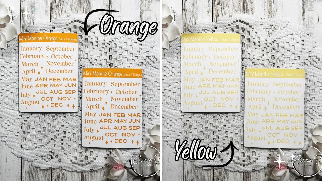 Mini Rainbow Coloured Months of the Year Sticker Sheet