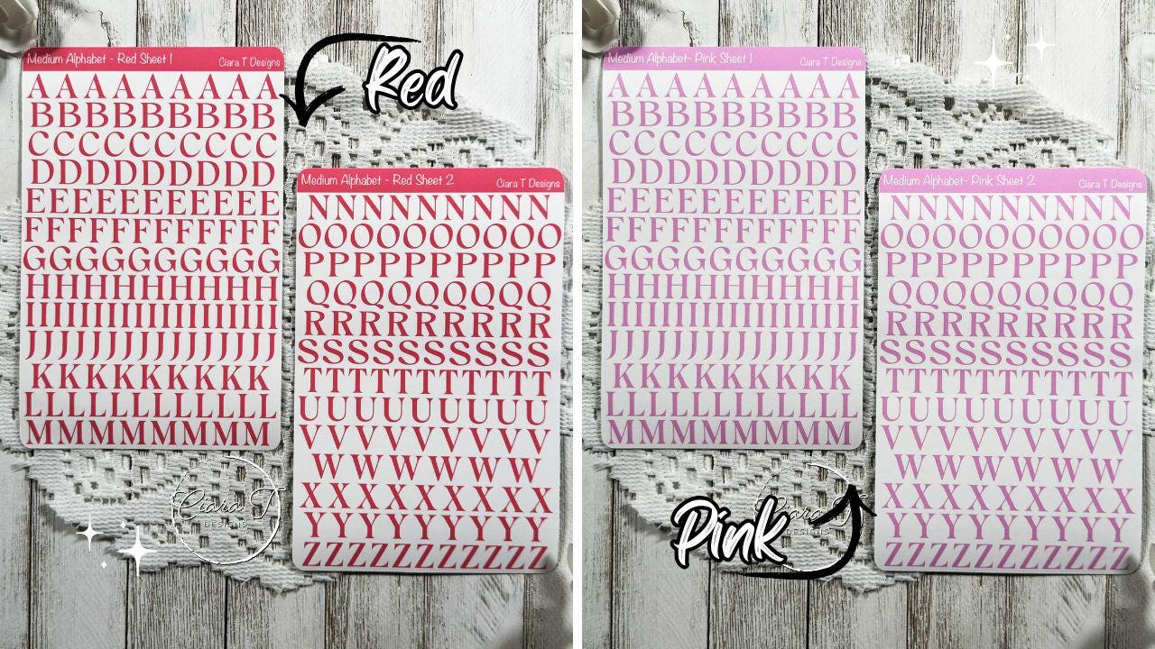 Medium Rainbow Coloured Serif Alphabet Sticker Sheet