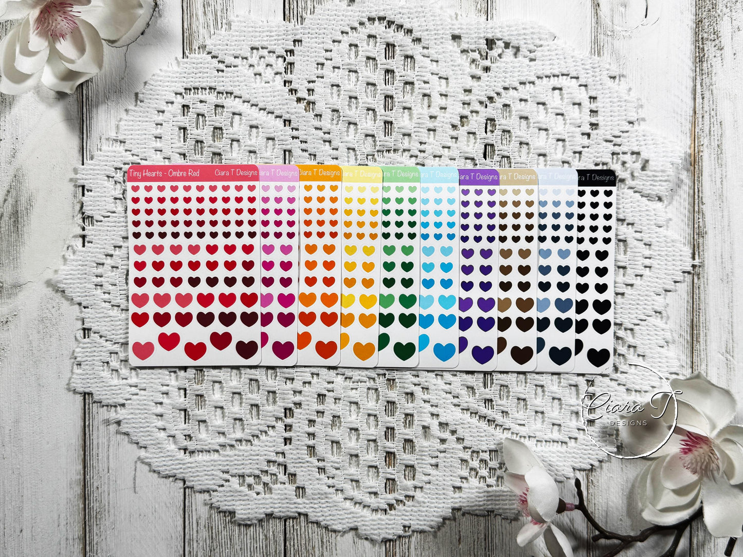 Tiny Rainbow Ombre Heart Sticker Sheet