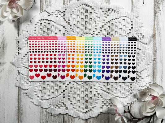 Tiny Rainbow Ombre Heart Sticker Sheet