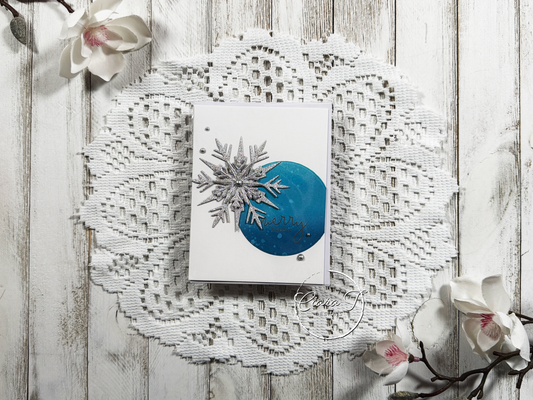 Blue Blended Circle & Snowflake Christmas Card
