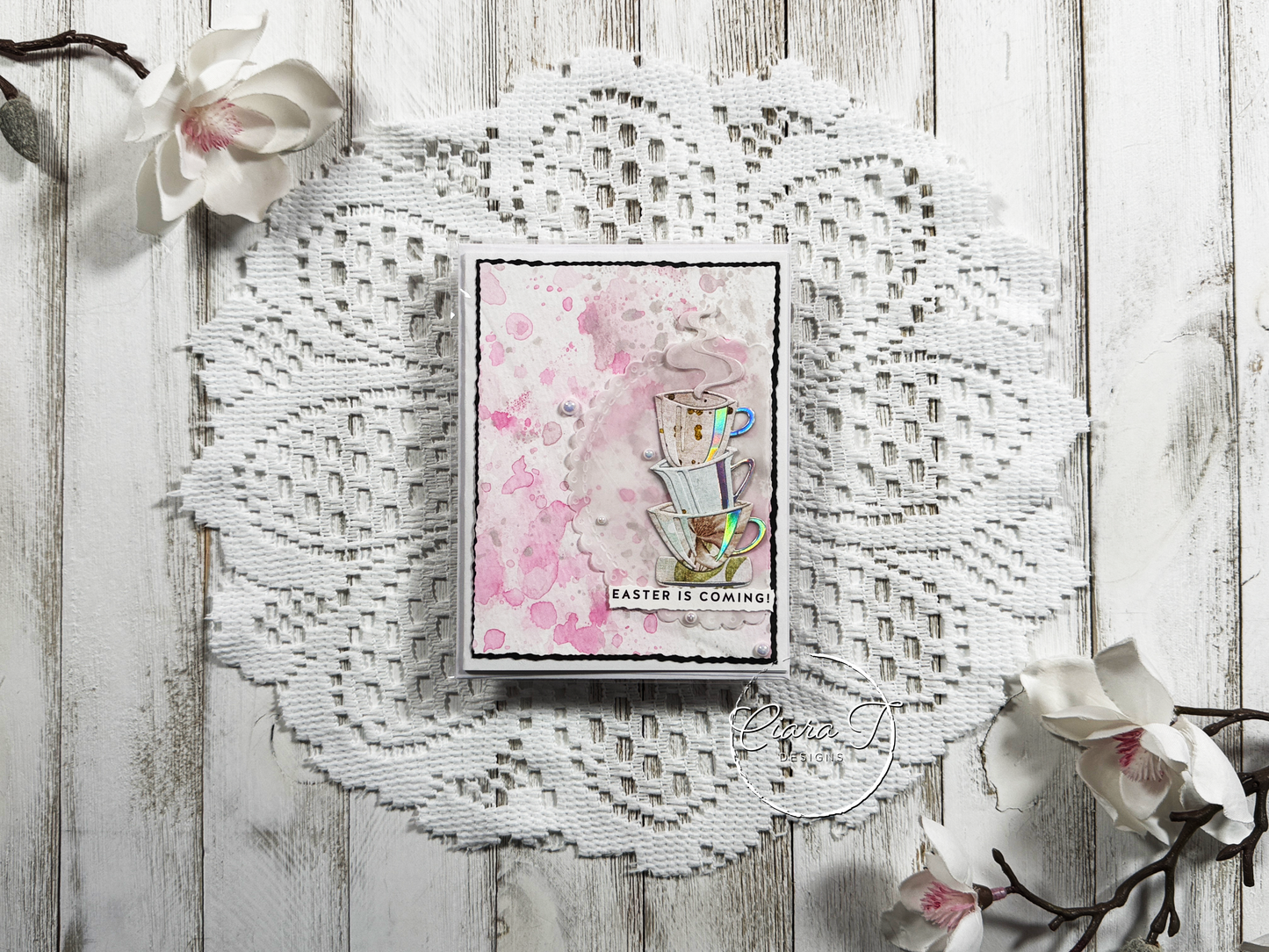 Ink-Smooshed Tea Cup Easter Card