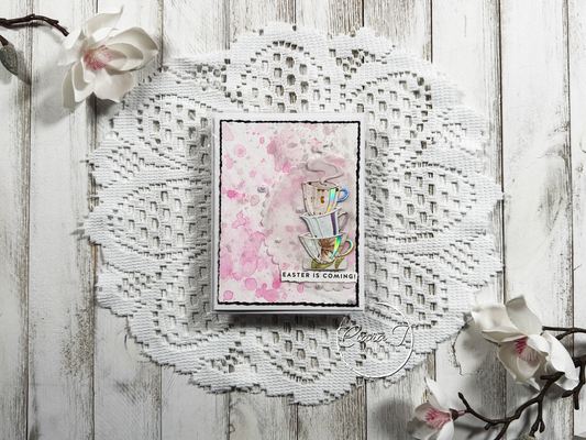 Ink-Smooshed Tea Cup Easter Card