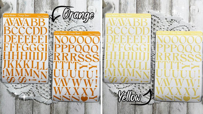 Large Rainbow Coloured Serif Alphabet Sticker Sheet