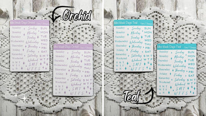 Mini Candy Coloured Week Days Sticker Sheet