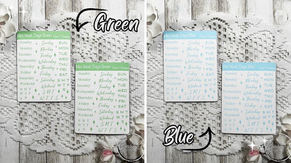 Mini Rainbow Coloured Week Days Sticker Sheet