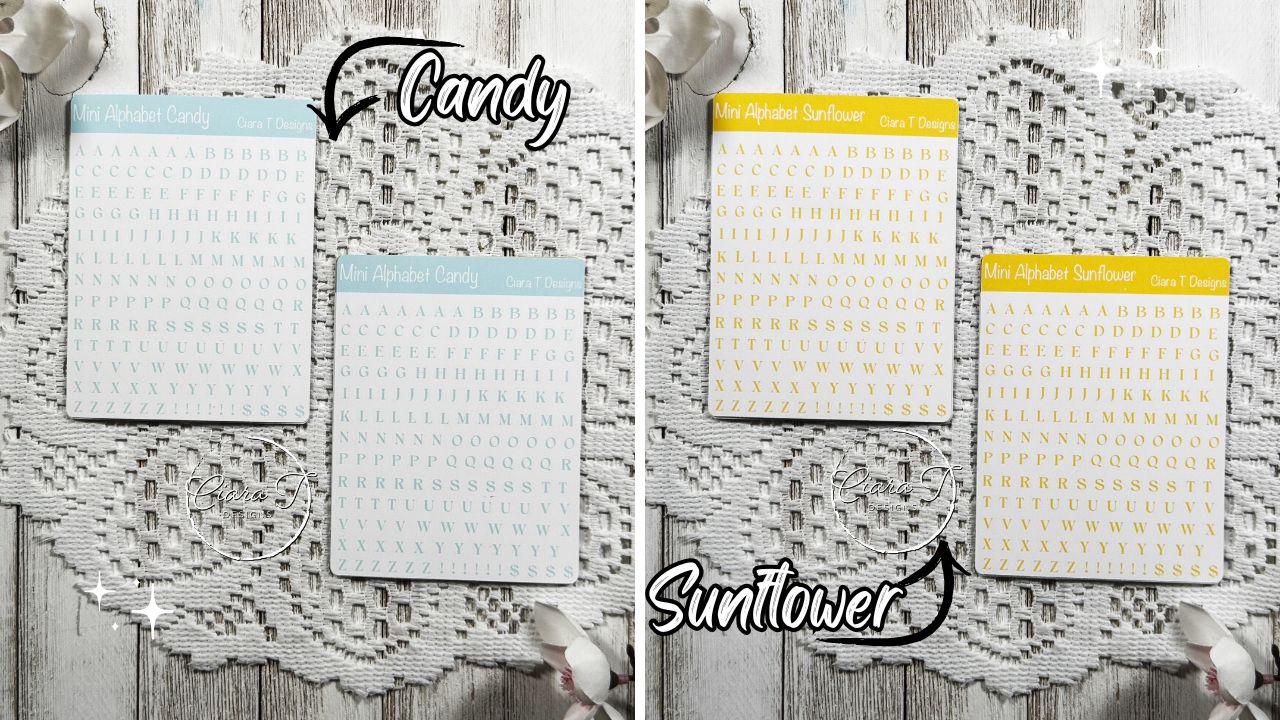 Mini Candy Coloured Serif Alphabet Sticker Sheet