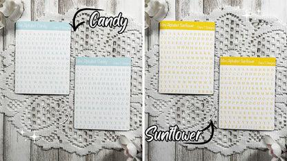 Mini Candy Coloured Serif Alphabet Sticker Sheet
