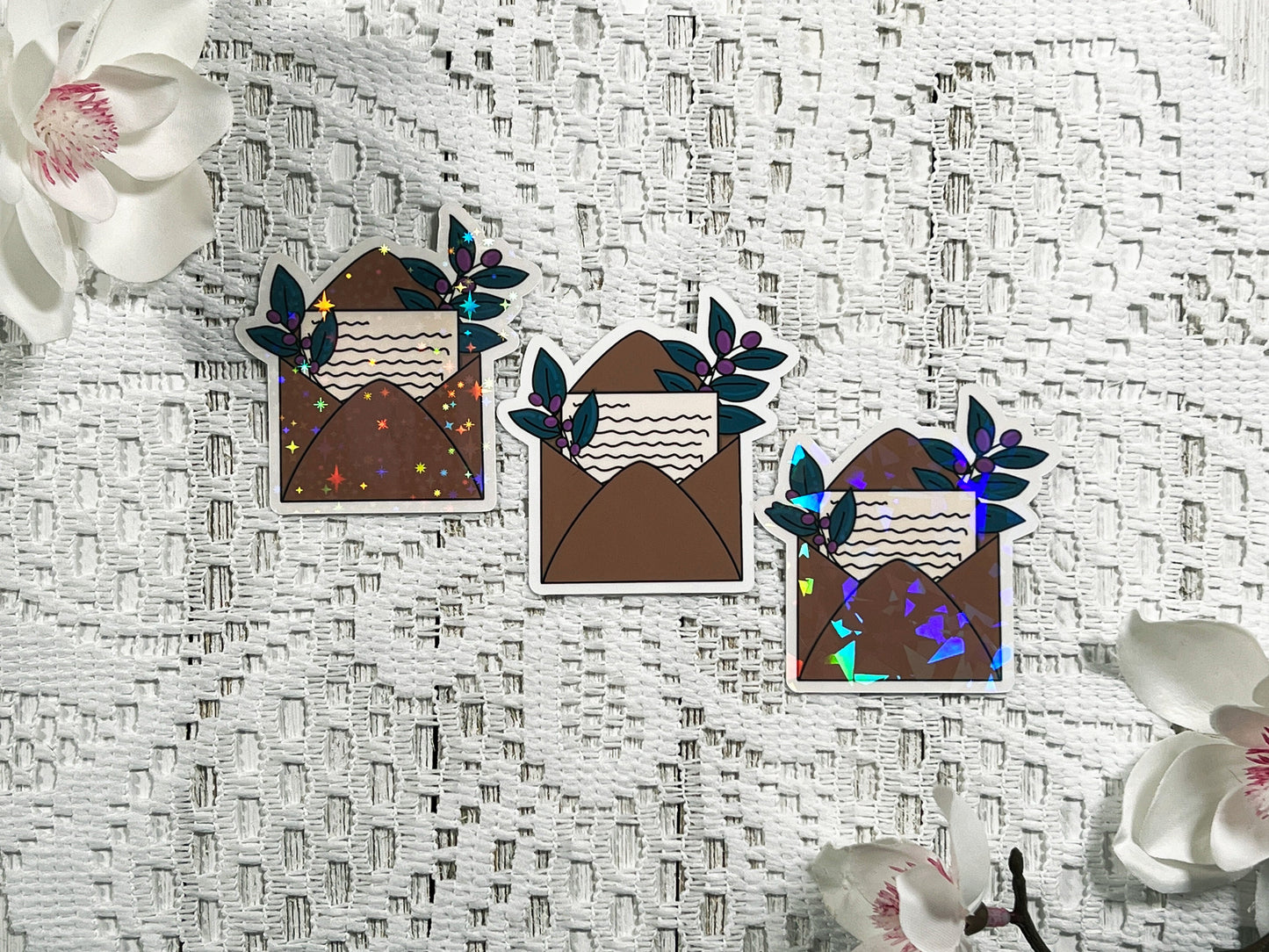 Kraft Floral Envelope Vinyl Sticker