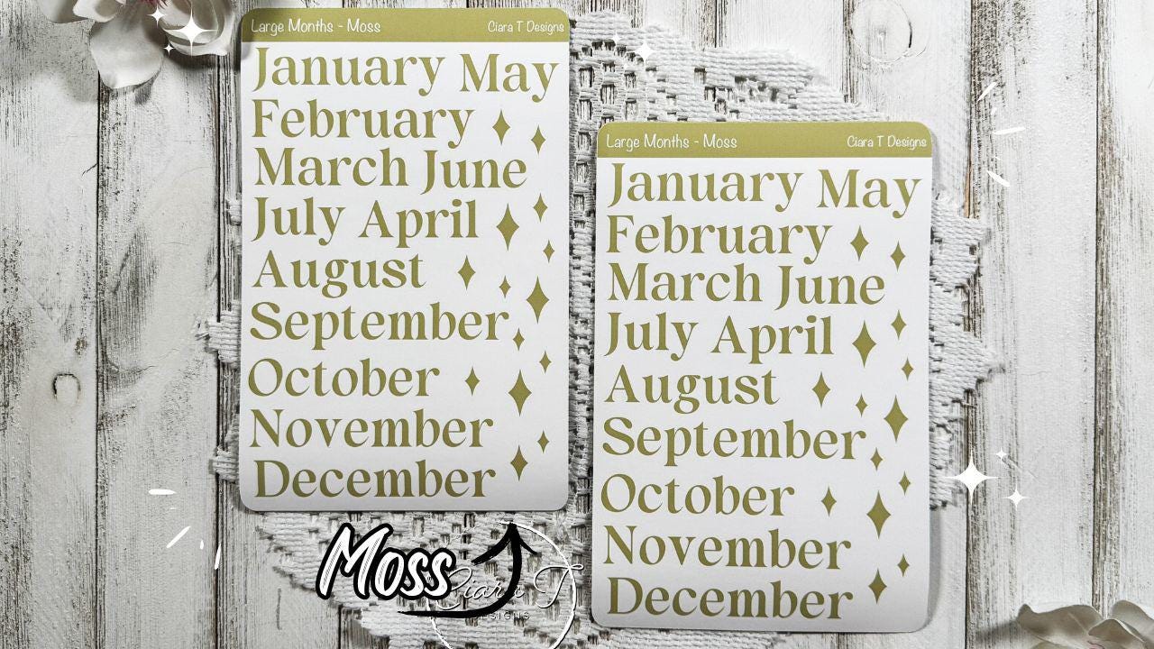 Large Candy Coloured Months Sticker Sheet