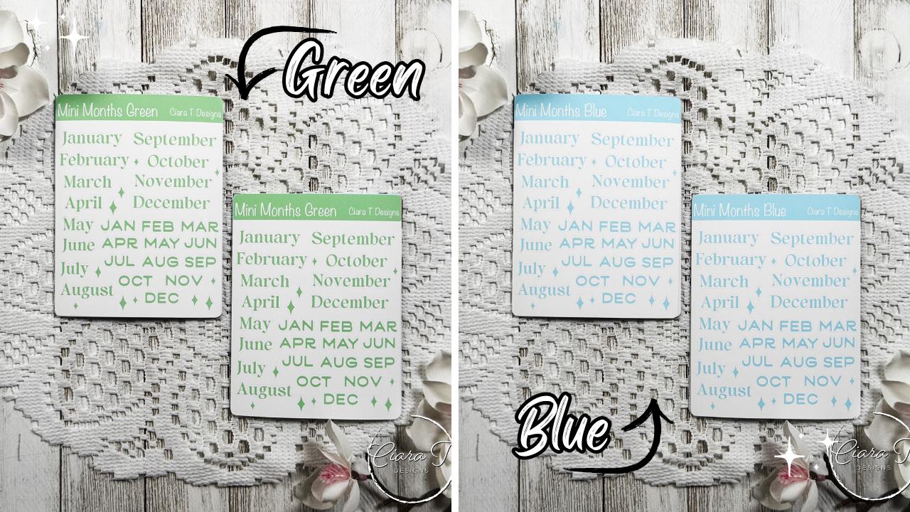 Mini Rainbow Coloured Months of the Year Sticker Sheet