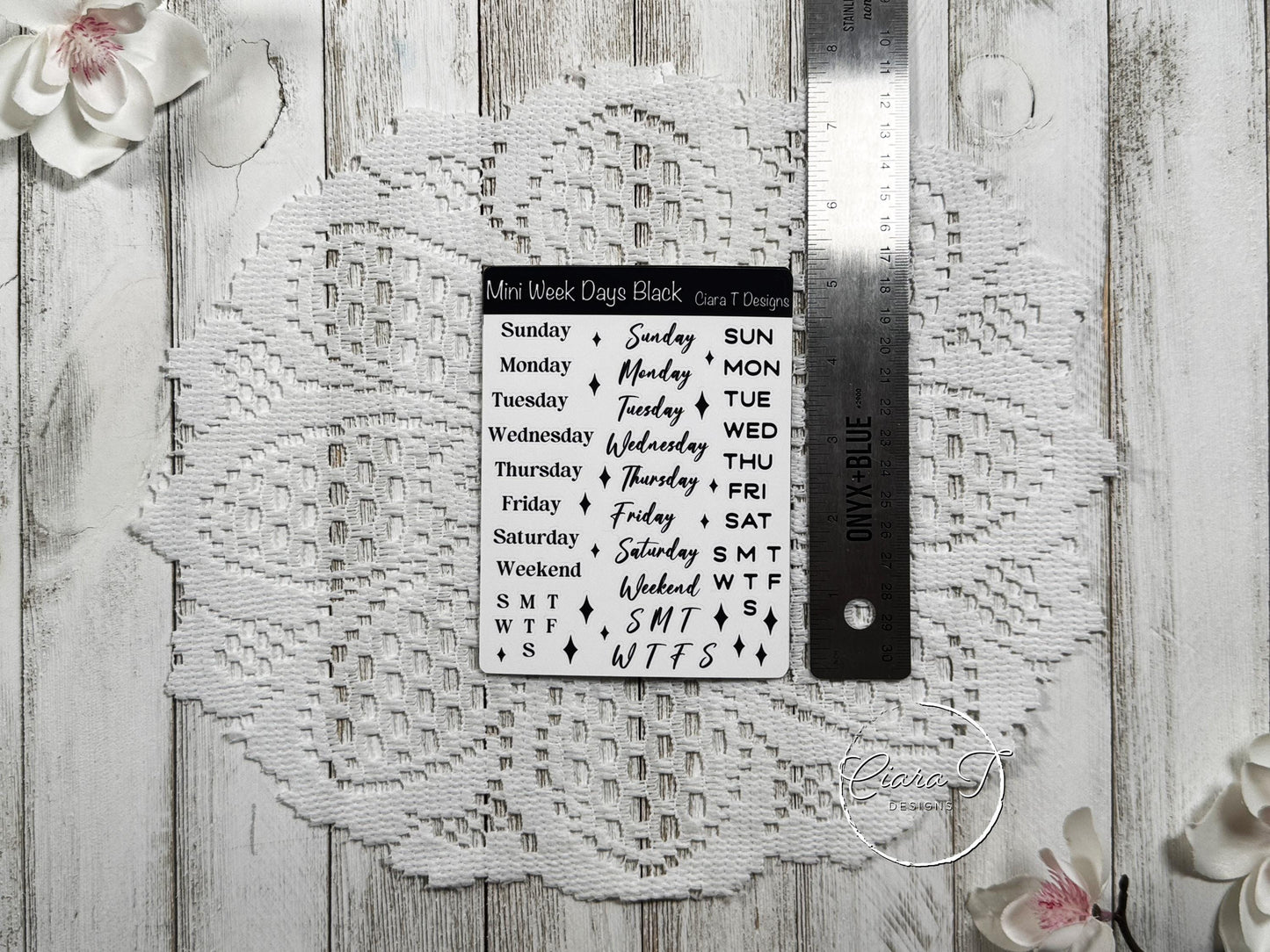 Mini Rainbow Coloured Week Days Sticker Sheet